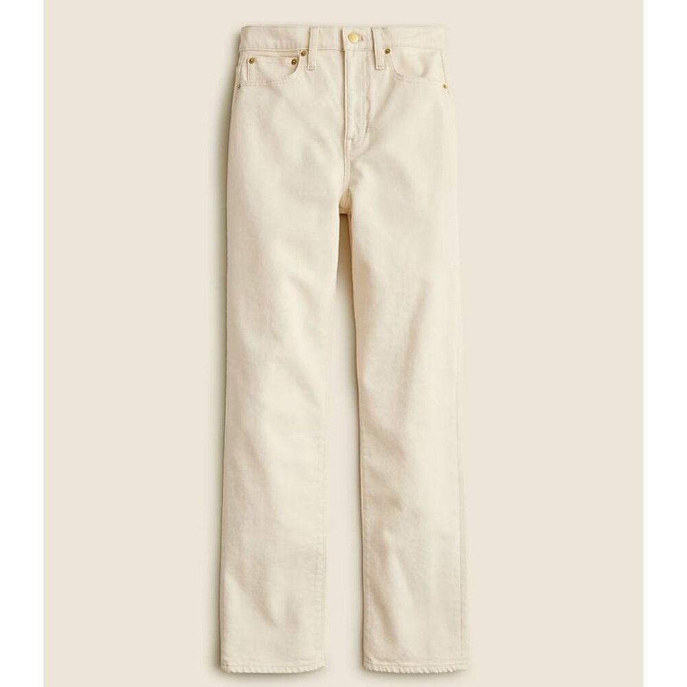 High-Rise Straight Leg Jeans in Natural Cream